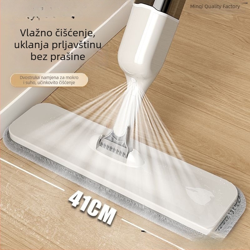 Ploški mop s raspršivanjem vode za kućnu upotrebu, čišćenje jednim prolazom, bez ručnog pranja