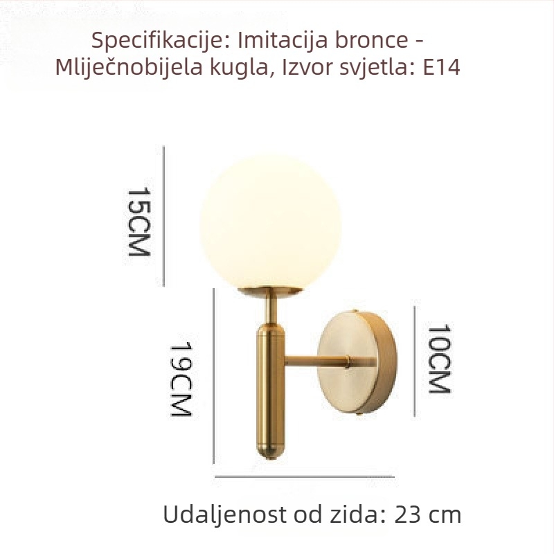 Nordijska zidna lampa za čitanje u spavaćoj sobi, postmoderni minimalistički dizajn, pogodna za stepenice i hodnik, zidna svjetiljka za dnevnu sobu s prednjim dijelom od stakla i ogledalom