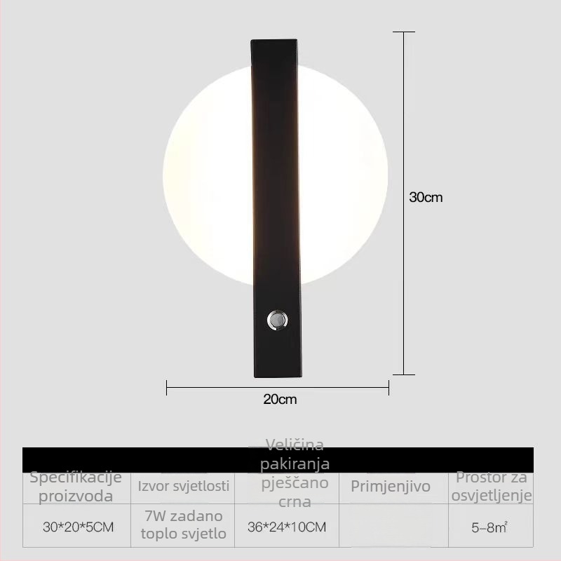Moderna minimalistička LED zidna lampa za spavaću sobu, zaštita očiju, personalizirani i kreativni dizajn, topla svjetlost uz krevet