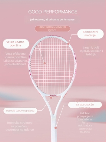 Wiles karbonska tenis raketa za početnike – unisex trenažer za solo odbijanje