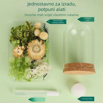 DIY komplet za dekoraciju staklene kupole s vječnim cvijećem — suho cvijeće, materijal za DIY, poklon za Majčin dan