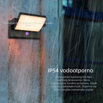 LED vanjska zidna svjetiljka sa senzorom, vodootporna, rotirajuća, za vrt, balkon i dvorište