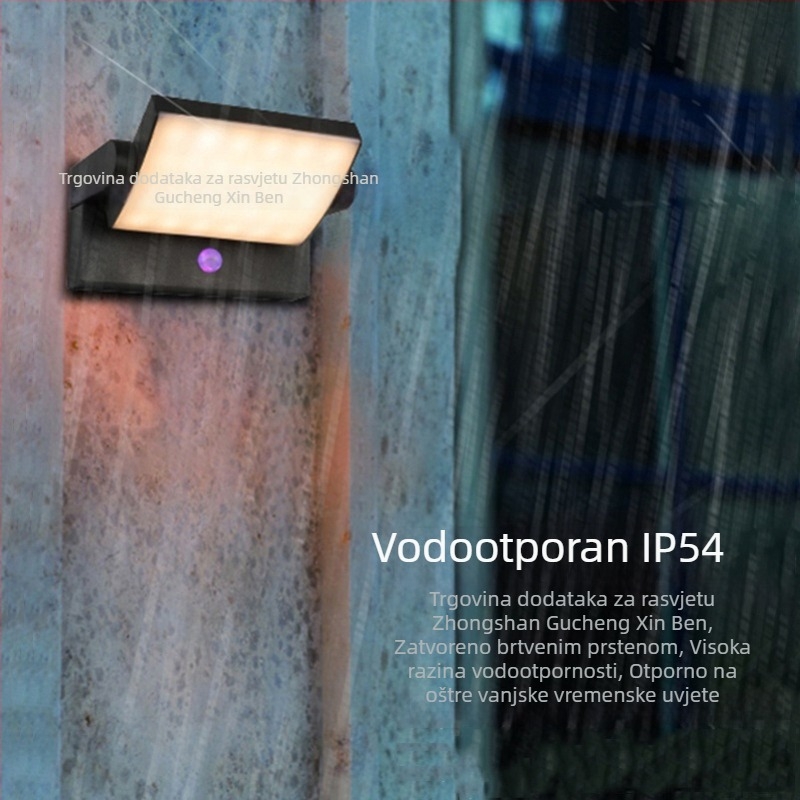 LED vanjska zidna svjetiljka sa senzorom, vodootporna, rotirajuća, za vrt, balkon i dvorište