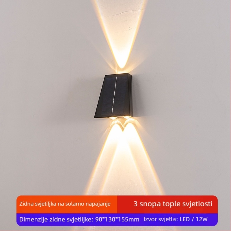 Solarna vanjska zidna svjetiljka s gore-dolje osvjetljenjem, senzorsko ambijentalno osvjetljenje za vrt