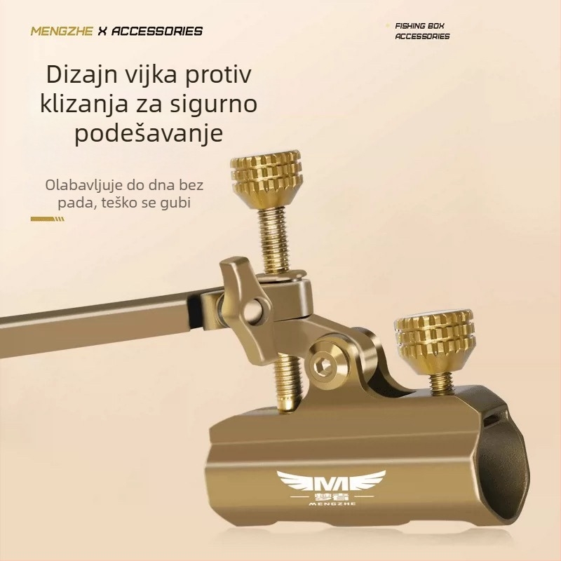 Dreamer Elite Edition Set dodatne opreme za kutiju za ribolov od nehrđajućeg čelika visoke kvalitete: pet dijelova – kutni držač, turret, nosač kišobrana, držač ribe, pladanj za mamce