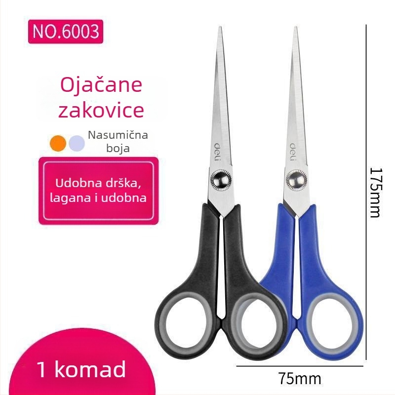 Deli 0603 Nožice za ured i dom, školske za ručnu izradu i rezanje papira, 170 mm, nehrđajući čelik