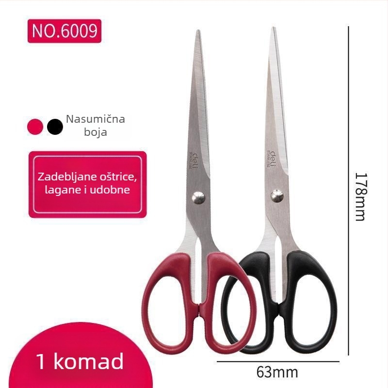 Deli 0603 Nožice za ured i dom, školske za ručnu izradu i rezanje papira, 170 mm, nehrđajući čelik