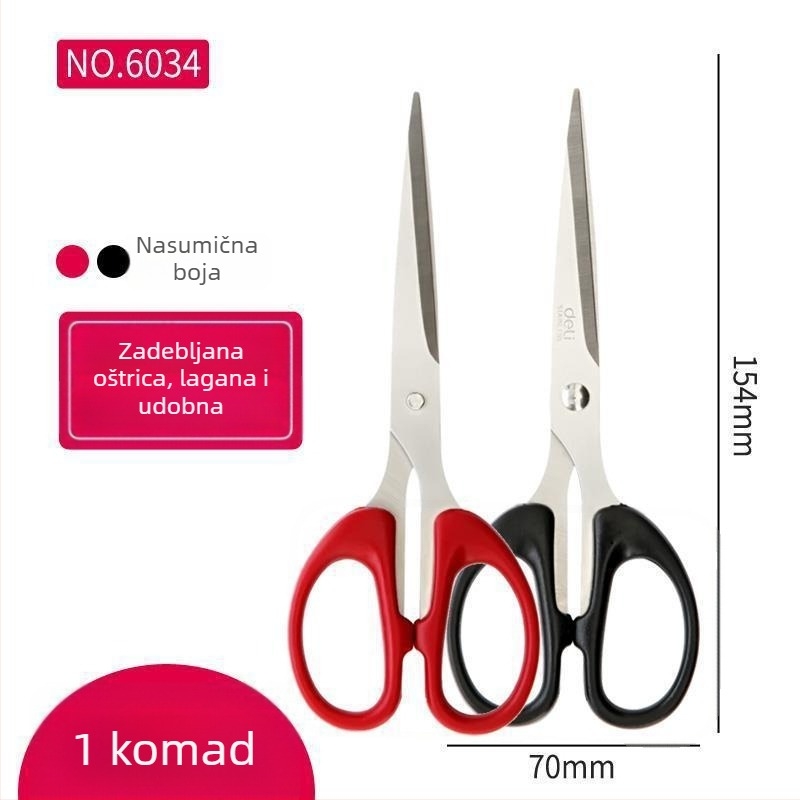 Deli 0603 Nožice za ured i dom, školske za ručnu izradu i rezanje papira, 170 mm, nehrđajući čelik