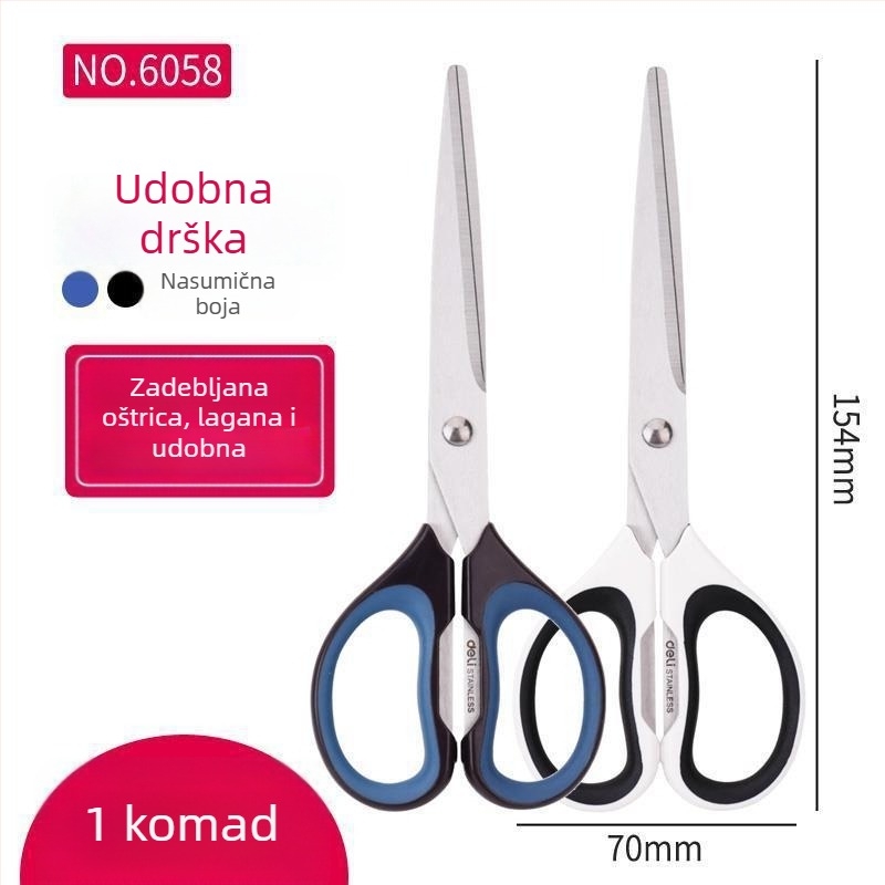 Deli 0603 Nožice za ured i dom, školske za ručnu izradu i rezanje papira, 170 mm, nehrđajući čelik
