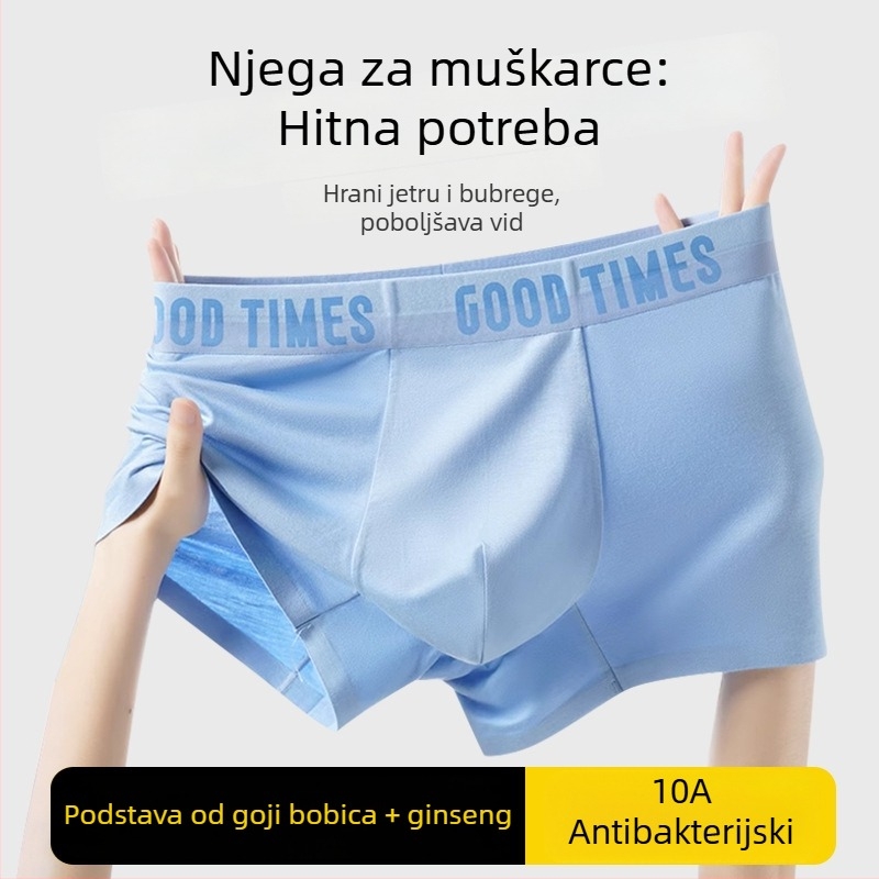 Modal muške bokserice sa srednjim strukom, antibakterijske 10A, s ginsengom i goji, prozračna zona prepona, za tinejdžere i odrasle