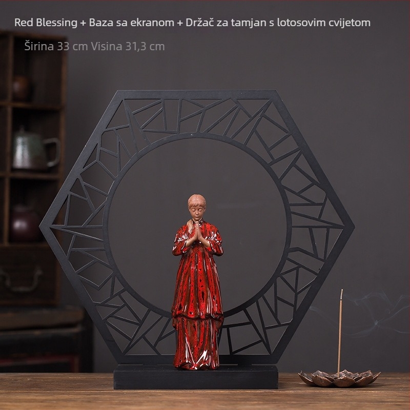Keramička figura u kineskom stilu s jogom, zen ukras za dom i akvarij
