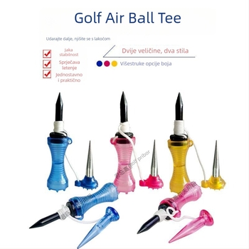 Golf tee s zračnom loptom, bez otpora, držač lopte i čavao, metalno-plastična konstrukcija, dvije veličine, tri boje