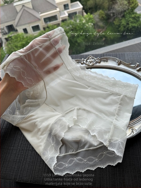 Ženske gaćice od Ice Silk, srednji struk, ultra tanke, prozračne, čipka, Modalna podstava, produženi prepona