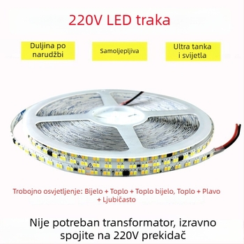 LED trak 220V s tri boje na goloj ploči, samoljepljiv, bez upravljača, unutarnje ambijentalno osvjetljenje