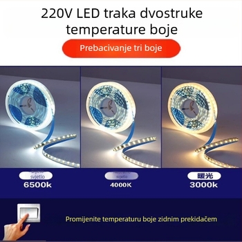 LED trak 220V s tri boje na goloj ploči, samoljepljiv, bez upravljača, unutarnje ambijentalno osvjetljenje