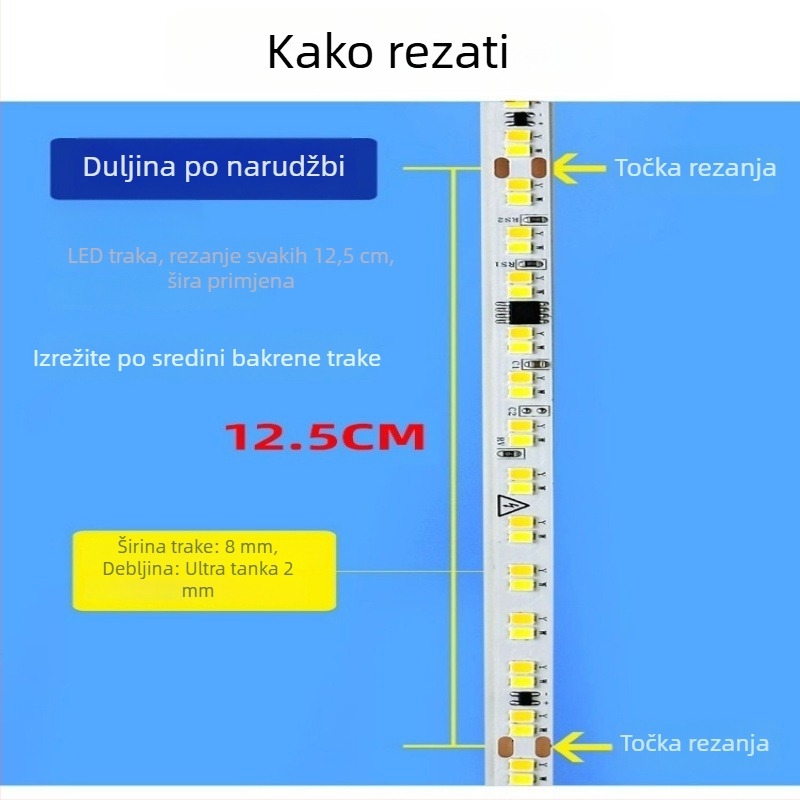 LED trak 220V s tri boje na goloj ploči, samoljepljiv, bez upravljača, unutarnje ambijentalno osvjetljenje