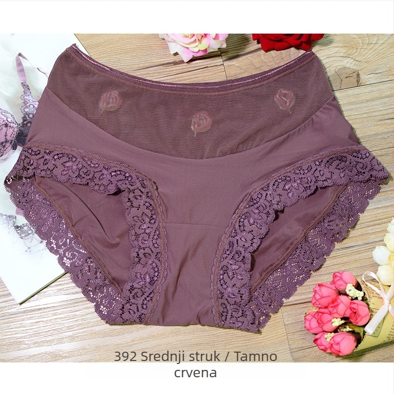 Ženske gaćice od modala bez šavova, srednji pojas, podizanje bokova, Ice Silk materijal, plus veličina, pamukova podstava
