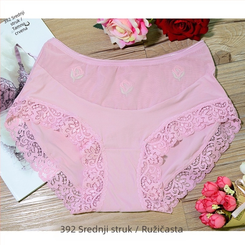 Ženske gaćice od modala bez šavova, srednji pojas, podizanje bokova, Ice Silk materijal, plus veličina, pamukova podstava