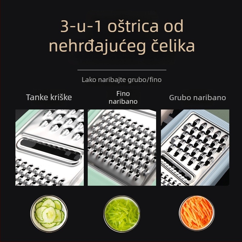 Nehrđajući kuhinjski višenamjenski 3-u-1 alat za rezanje i ribanje povrća