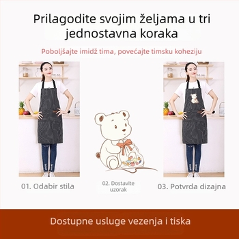 Ljetna šarena pregača od pamuka i lana, s naramenicom oko vrata, za kuhinju i kafić