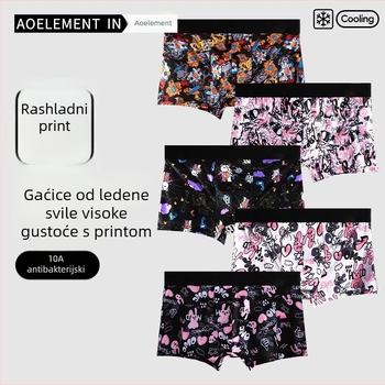 Muške boxerice od Ice Silk, antibakterijske, lagane i prozračne, s anime otiskom, ljetno donje rublje, srednji porast struka