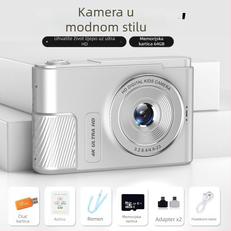 2024 Prijenosni digitalni fotoaparat za učenike i djecu s HD dvostrukom kamerom i CCD senzorom
