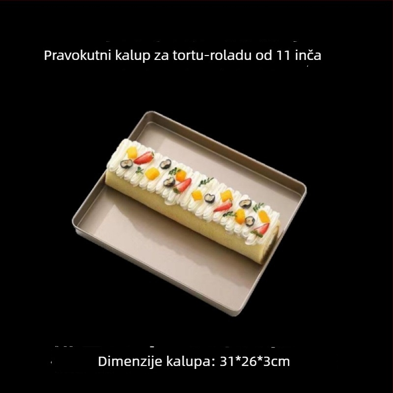 28x28 cm kvadratna posuda za rolanu tortu, neprijanjajuća, švicarska snježna torta