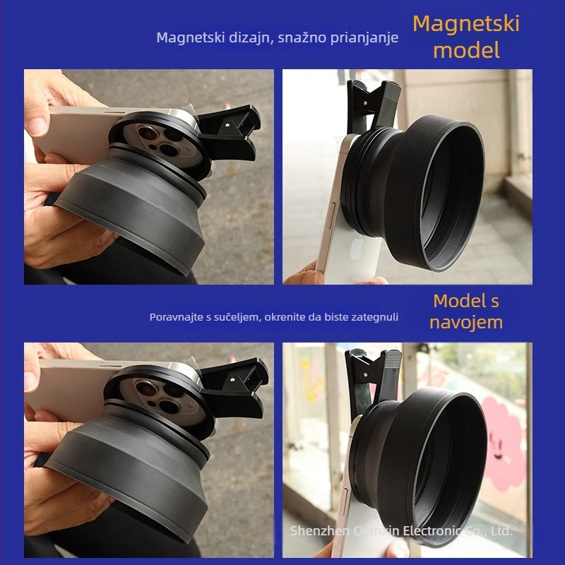 67 mm gumeni zaštitnik objektiva s klipom za telefon – uklanja odsjaje