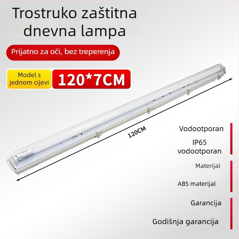 LED T8 trostruka zaštita svjetiljka s kućištem protiv insekata, 1,2 m nosač dnevne svjetlosti, za jednotrubnu ili dvotrubnu verziju