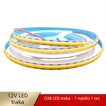 12V COB LED traka, može se rezati na željenu duljinu, širina 8 mm, 400 LED-a, ujednačeno osvjetljenje