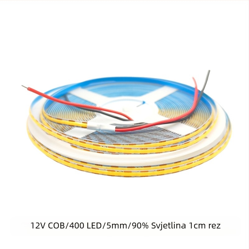 12V COB LED traka, može se rezati na željenu duljinu, širina 8 mm, 400 LED-a, ujednačeno osvjetljenje