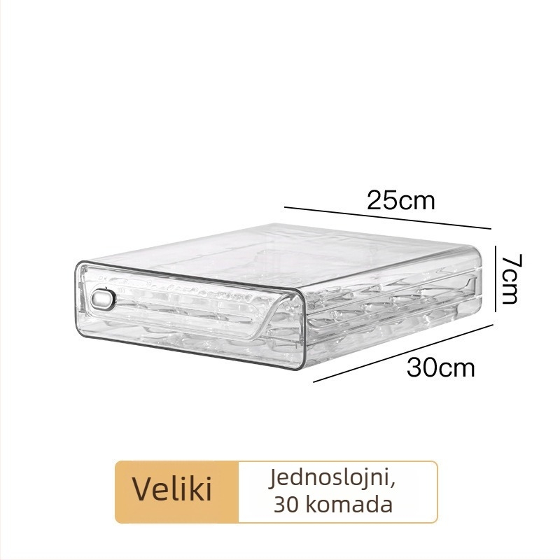Kutija za jaja u hladnjaku – prozirna, nehrđajući čelik, dvostruki ladica dizajn, veliki kapacitet, kuhinjski organizator