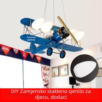 Sjenilo lampe u obliku aviona za dječju sobu – stropni luster, stakleni dio rasvjete, DIY zamjena