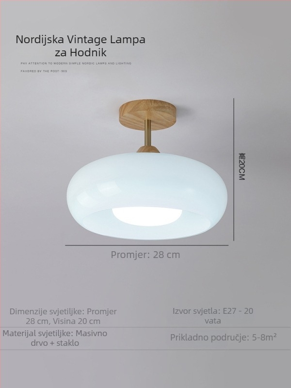 Kremasta vintage stropna svjetiljka, minimalistički dizajn, za blagovaonu, hodnik, balkon, garderobu i spavaću sobu