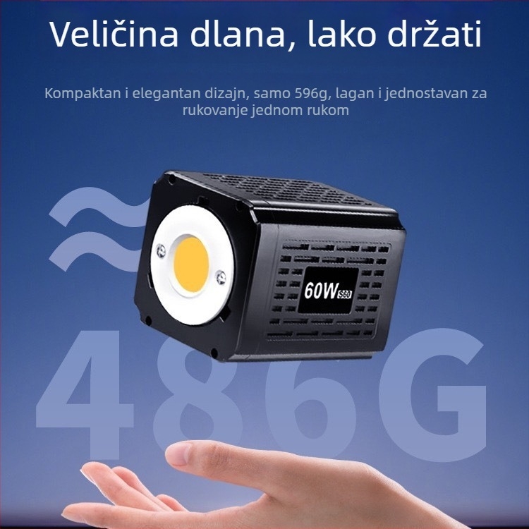 YM-S60 Vanjsko ručno svjetlo za dopunjavanje s COB LED-om, ugrađena baterija, dvobojna temperatura boje za video snimanje