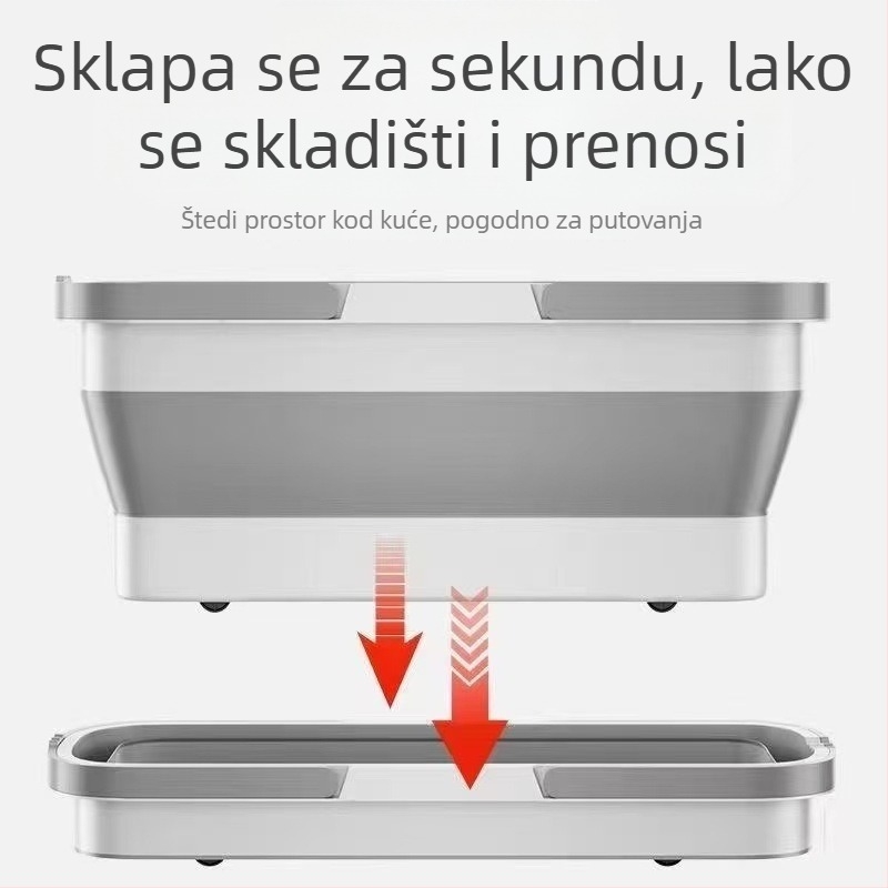 Pravougaoni sklopivi kanta za mop, velika, izdržljiva i prijenosna, za suho i mokro čišćenje, sklopivi bazen i spremnik vode
