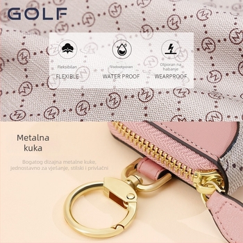 Golf otisnuta torbica za ključeve za žene, kartice, zatvarač za sitni novac i lanac za ključeve automobila