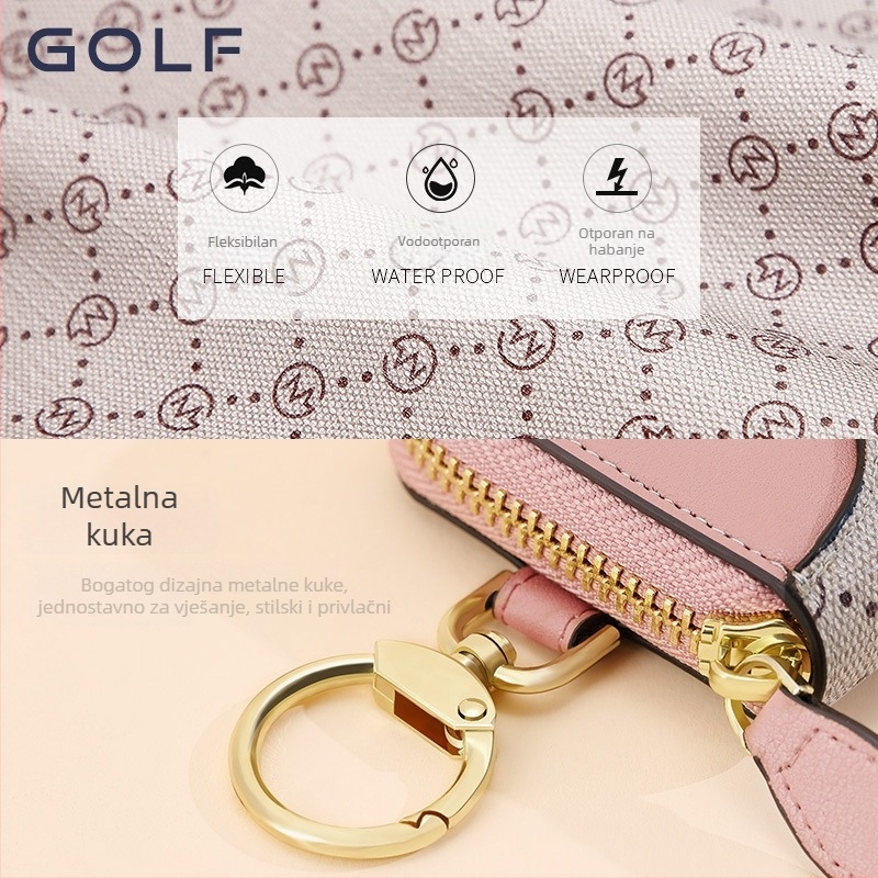 Golf otisnuta torbica za ključeve za žene, kartice, zatvarač za sitni novac i lanac za ključeve automobila