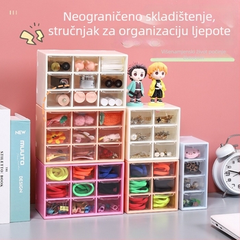 Mini stolni organizator s devet odjeljaka, proziran organizator nakita i prostor za perlice te potrepštine za planiranje