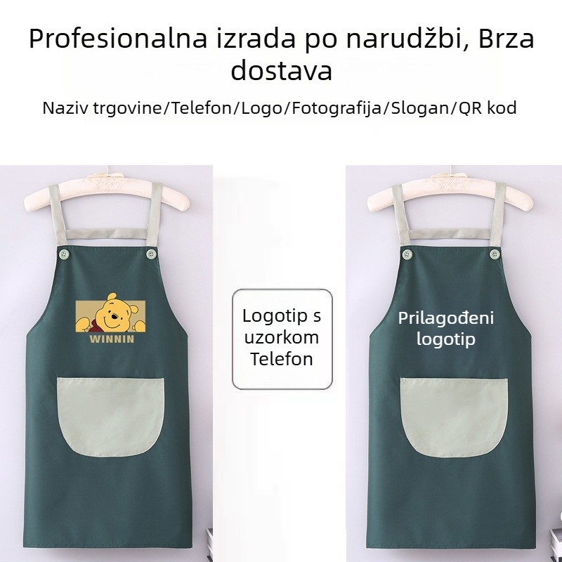 Nova moderna vodootporna i otporna na ulje kuhinjska pregača za kućanstvo, ženski karikaturni dizajn, prilagodljivo kuharsko radno odijelo