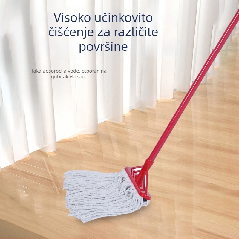 Glava mopa sa širokom glavom i metalnom šipkom, 100% pamuk, upijajuća zamjenska za kućno čišćenje