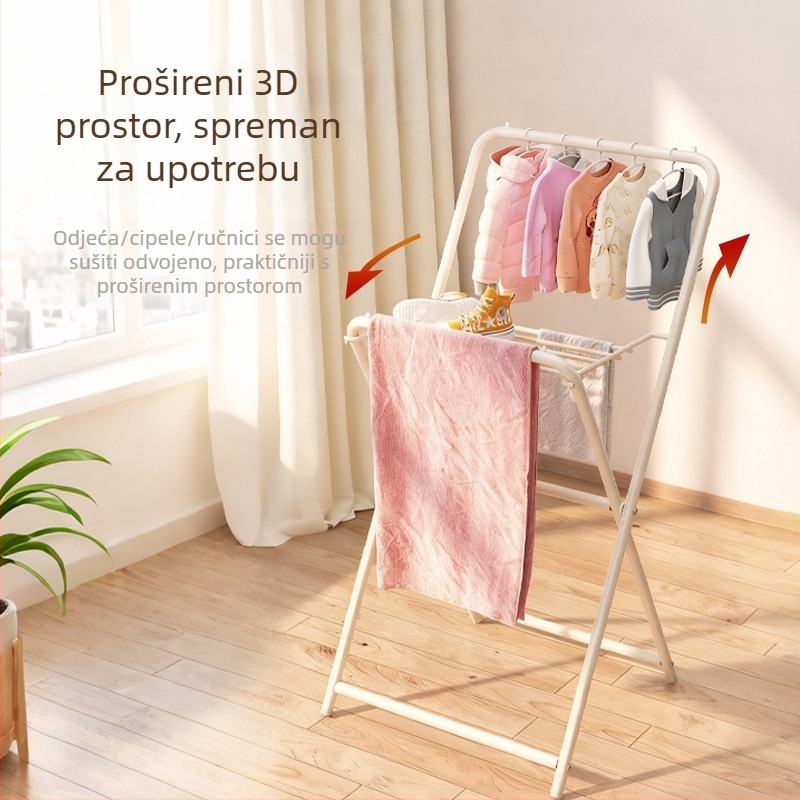 Slobodno stojeći sušilac za odjeću, sklopivi, za kućnu upotrebu i studentski dom, modernog minimalističkog dizajna, pogodna za spavaću sobu, erker ili prozor i balkon