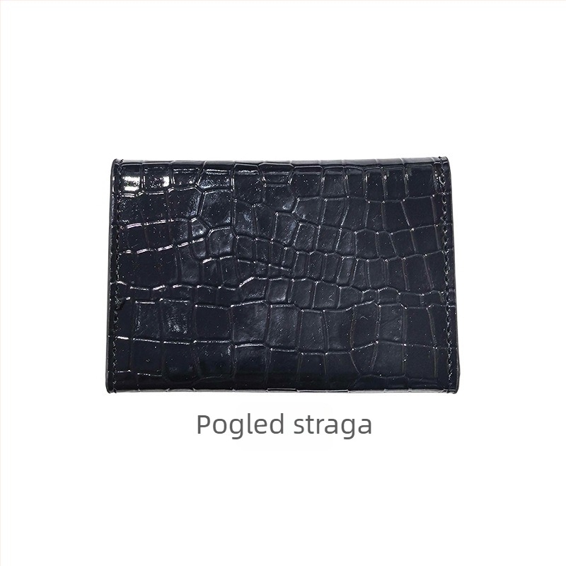 Unisex držač kartica s tri preklopa, višestruki pretinci, tanak, PU koža, s krokodilim uzorkom