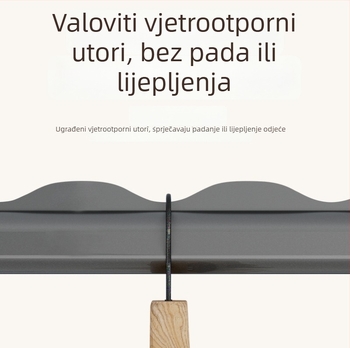 Fiksni balkonski sušilica odjeće od nehrđajućeg čelika s perforiranom šipkom za vješanje i nosačem od aluminijske legure