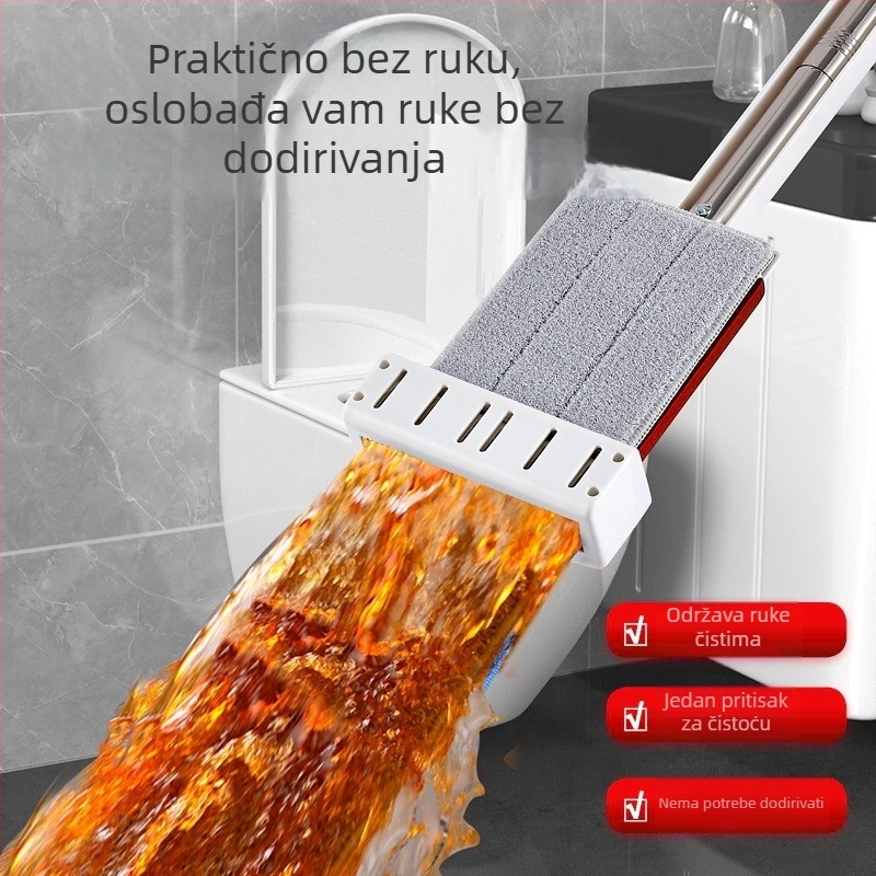 Bezdodirna plosnata mop za kućnu upotrebu na drvenim podovima i pločicama, suho i mokro čišćenje, upijajuća zamjenjiva glava mopa