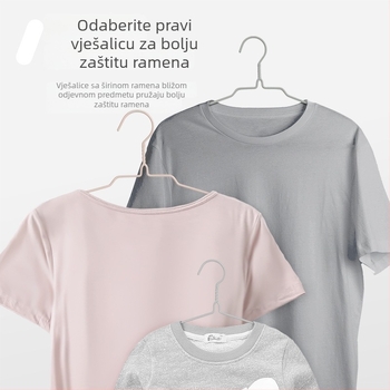 Shun Yi žičana vješalica s plastičnim premazom, zaštita ramena, bez tragova, žljeb za mokru i suhu odjeću, za djecu