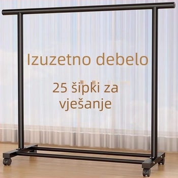 Ekstra debeli dvostruki vješalica za odjeću, podni stalak za sušenje za balkon i dom, mobilan za spavaću sobu