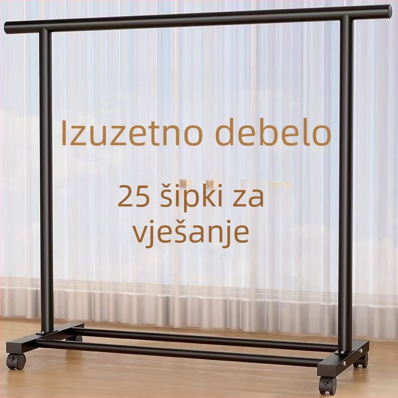 Ekstra debeli dvostruki vješalica za odjeću, podni stalak za sušenje za balkon i dom, mobilan za spavaću sobu