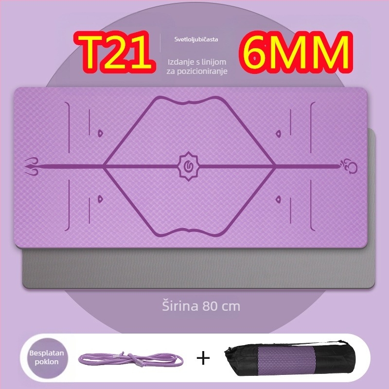Joga prostirka od TPE, protuklizna, ekstra duga 185 × 80 cm, debljina 8 mm, za kućne treninge, istezanje i pohranu