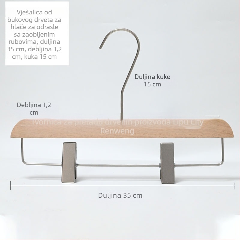 Vješalica od bukovog drveta, bez lakiranja, protuklizna, čvrsto drvo, moderni minimalistički stil